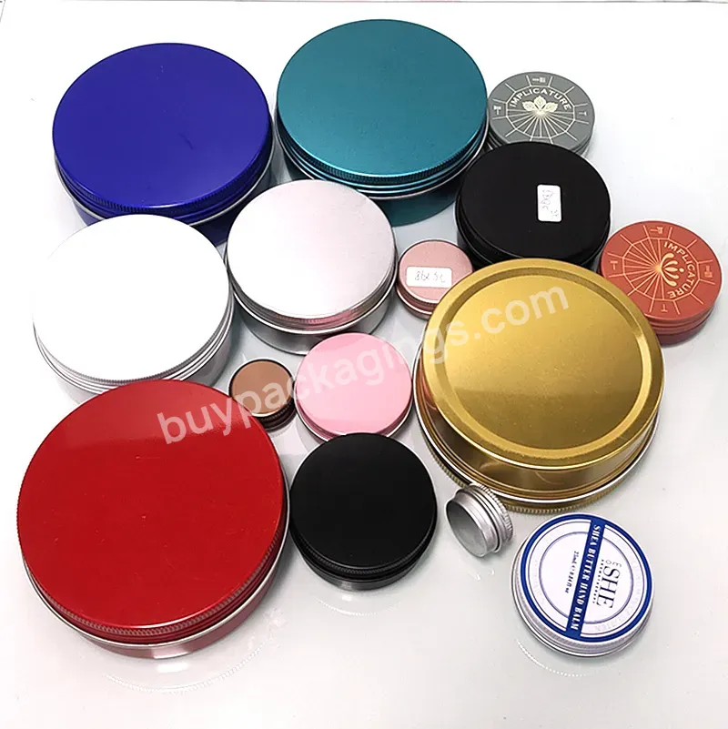 Red Yellow Blue Mini Large Empty Metal Aluminum Can Screw Top Lipstick Cosmetic Tea Packaging Tin Can With Lid - Buy Aluminum Lid Plastic Jar,1 Ounce Jar Aluminum Lid,Aluminum Lid Plastic Jar.