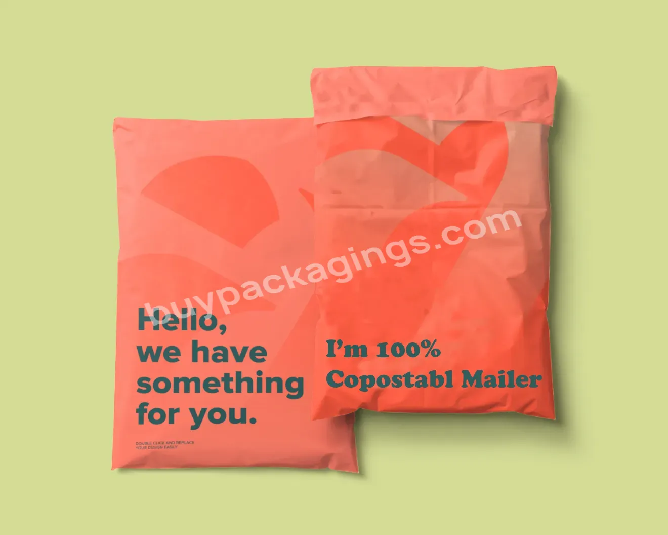 Red/brown/orange Customized Shipping Plastic Bags With Various Logo Sizes Are Used To Package Compostable Bag