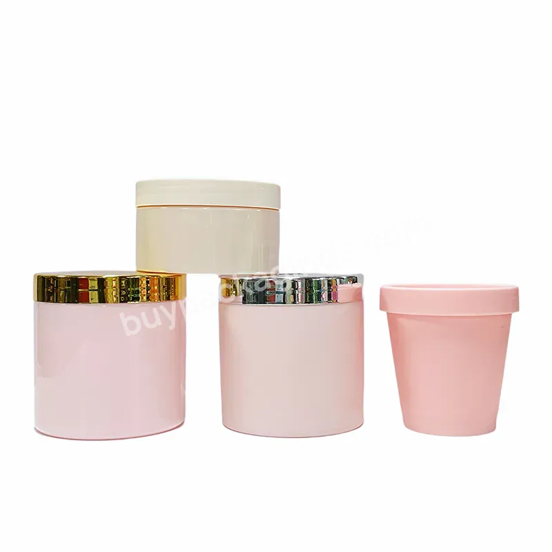 Refill Cosmetic Container Pink Clear Pet Plastic 100ml 150ml 200ml 250ml Cake Body Scrub Cream Hair Butter Pot Jars