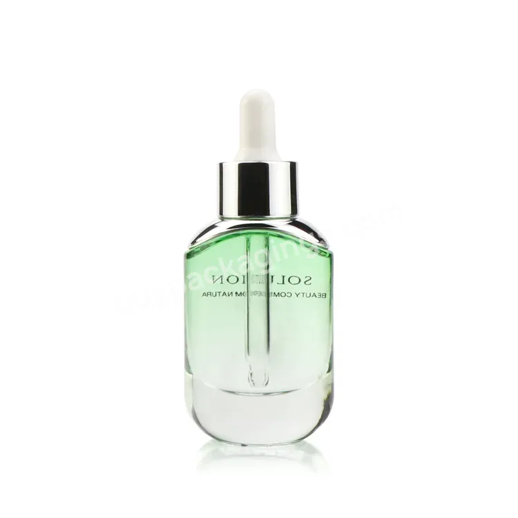 Refillable Clear Green Glass Dropper Bottle 30ml 50ml 100ml Silver Lid For Essential Oil