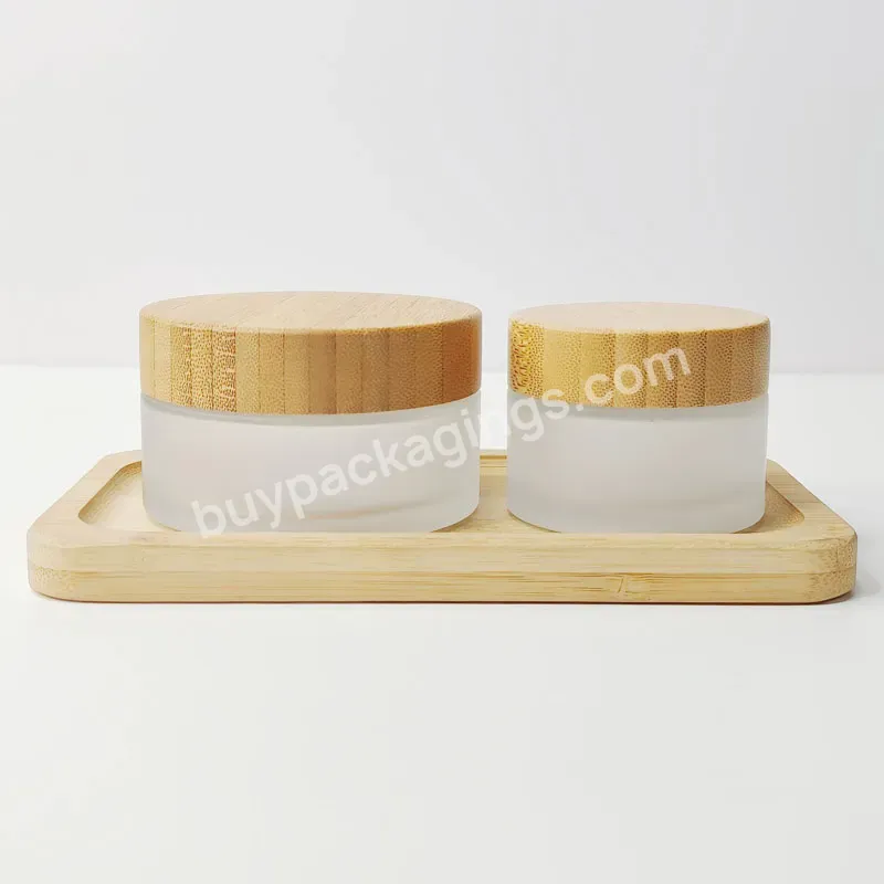 Refillable Eco Friendly 30g 50g Forested Skin Care Night Repair Cream Empty Container Glass Jar With Bamboo Lid