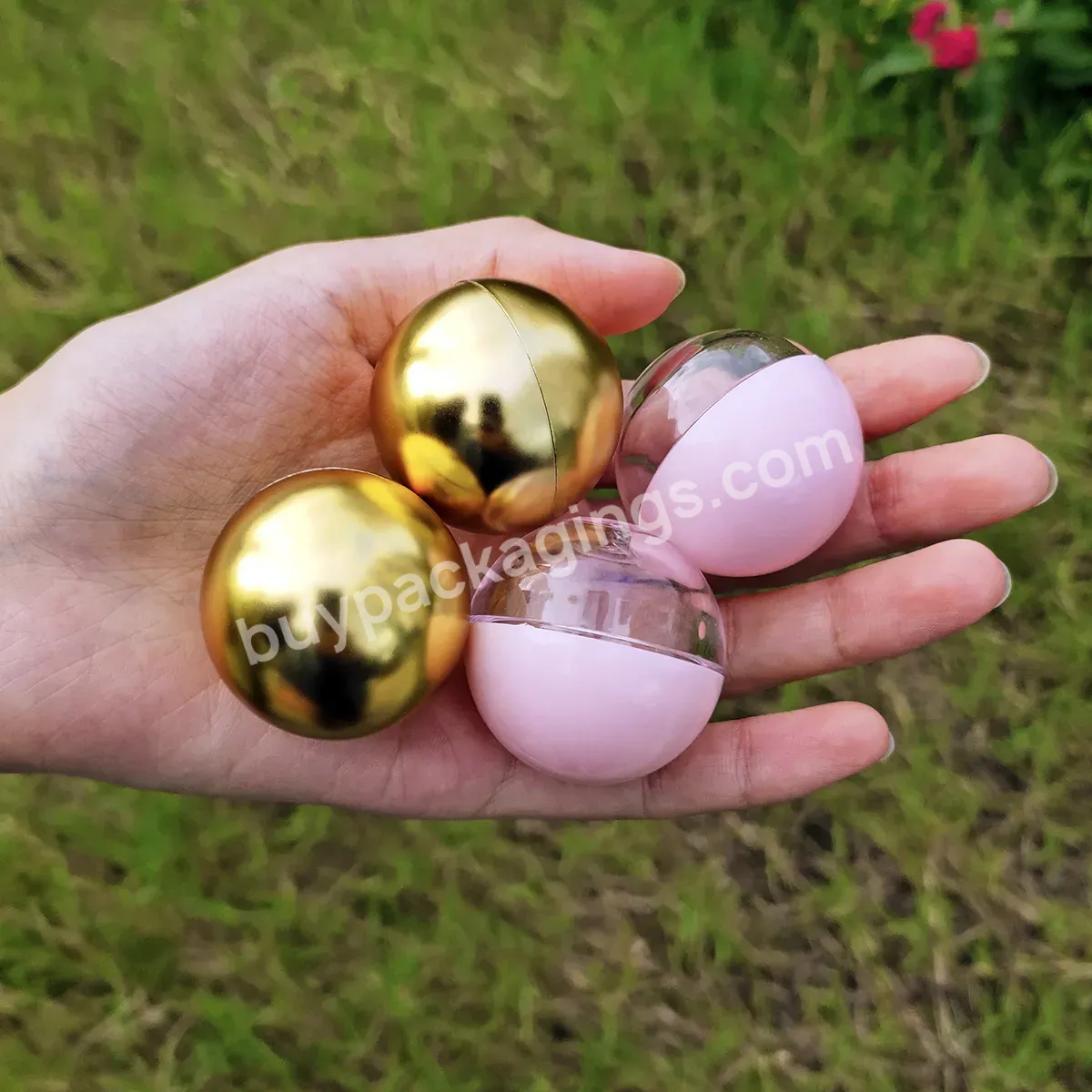 Refillable Empty Egg Shape Lip Balm Ball Round Chapstick Container Loose Powder Case Lip Balm Packaging