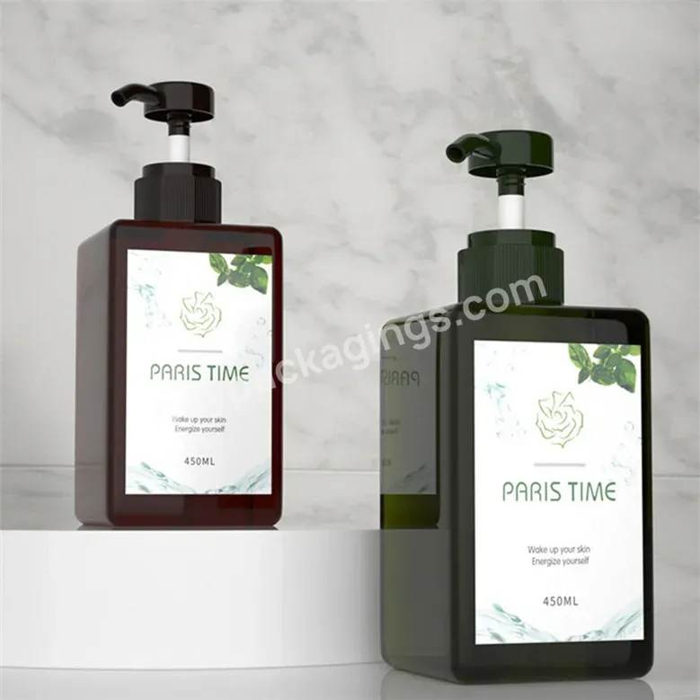 Refillable Plastic Shampoo Shower Gel Packing Bottle Container With Plastic Pump For Makeup Cosmetic 250ml 450ml 750ml