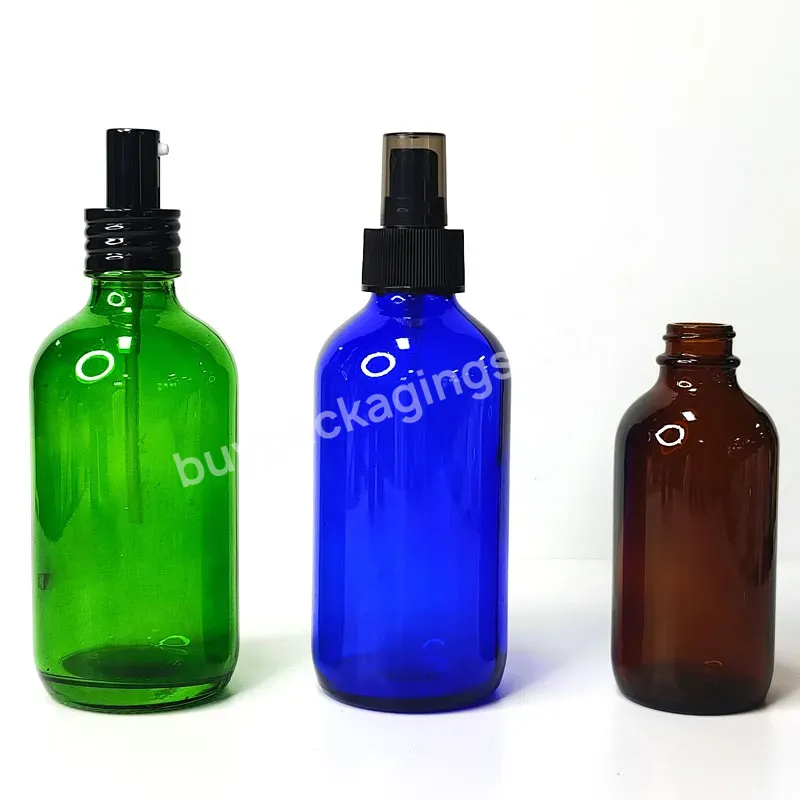 Refillable Round Airtight Green Blue Amber 120ml 250ml Lotion Shampoo Dispenser Cosmetic Package Boston Glass Bottle