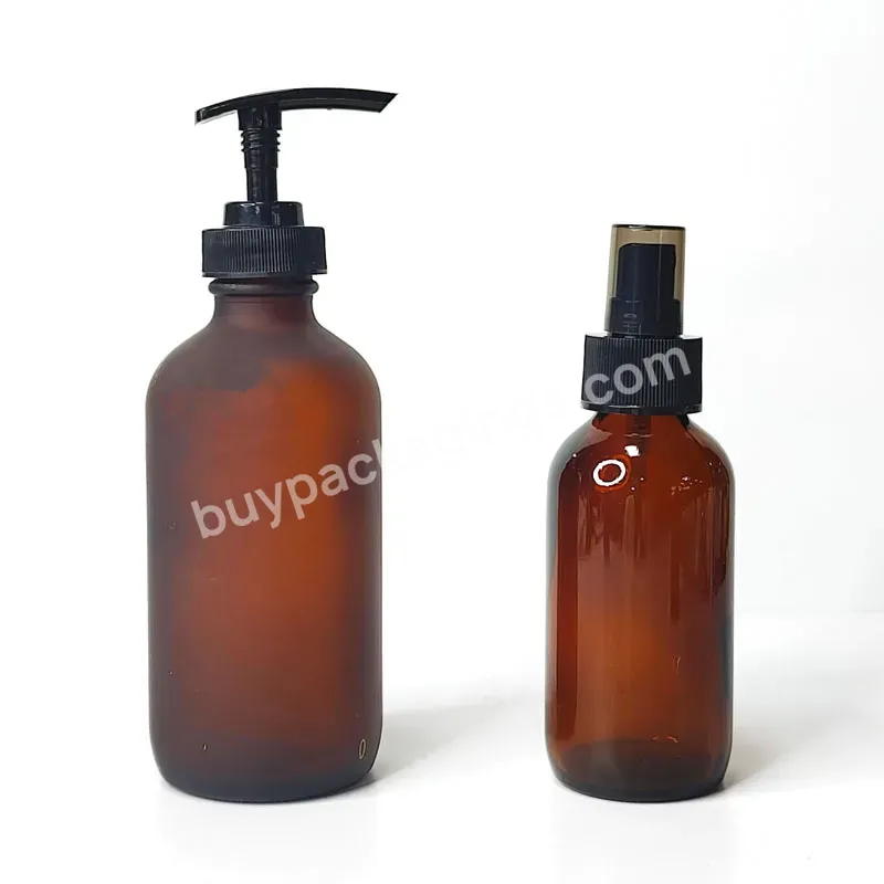 Refillable Round Airtight Green Blue Amber 120ml 250ml Lotion Shampoo Dispenser Cosmetic Package Boston Glass Bottle