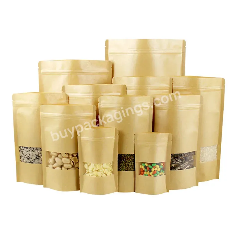 Repeated Seal Waterproof Kraft Paper Standing Up Bag Food Coffee Packing Pouch