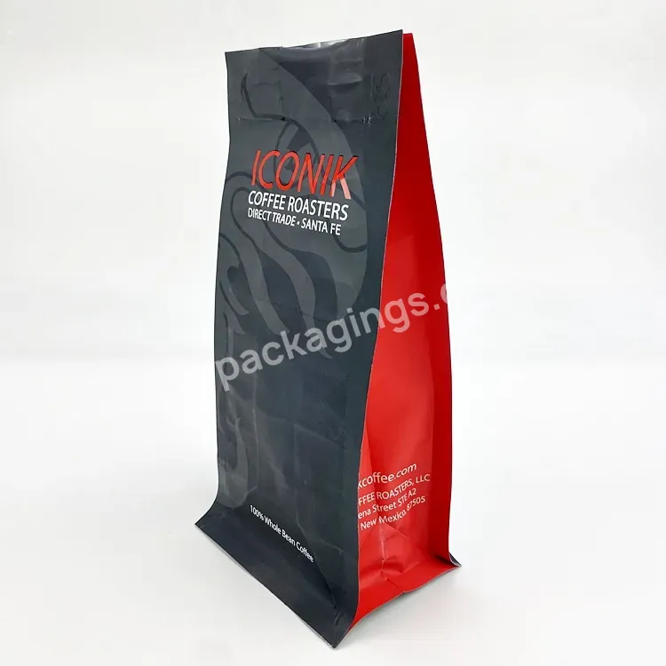 Resealable Aluminium Foil Stand Up Zipper Lock Quad Side Seal Flat Bottom Valve Coffee Beans Bags Packaging