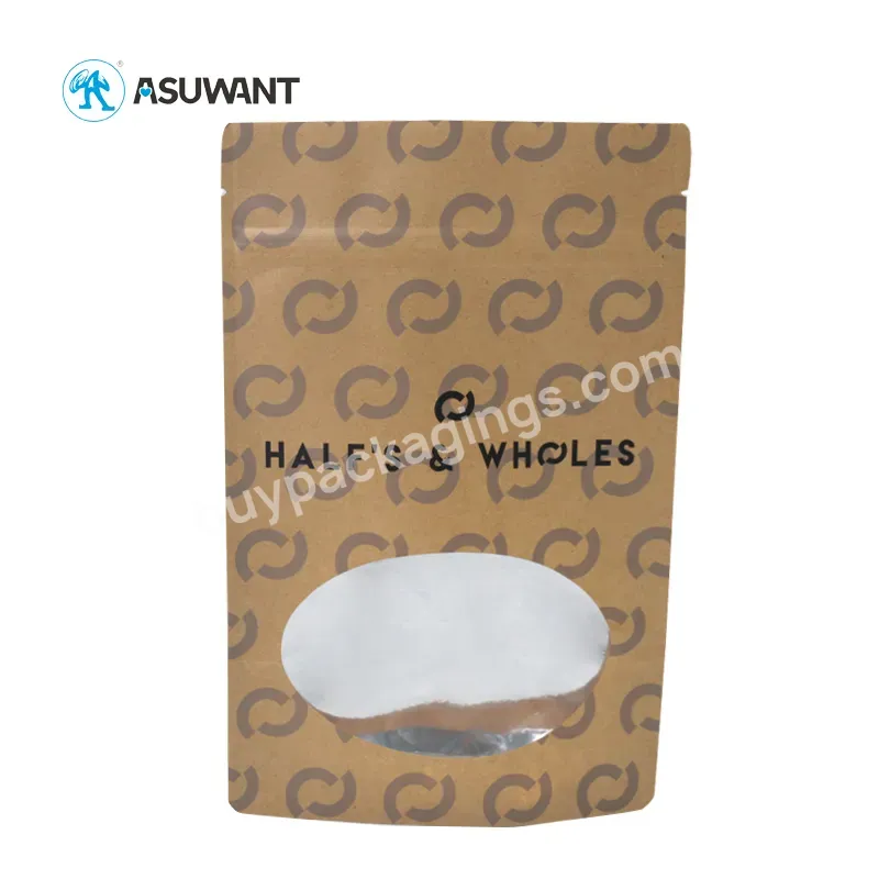 Resealable Brown Custom Printing Washable Zipper Food Nuts Packaging Kraft Paper Zipper Bag