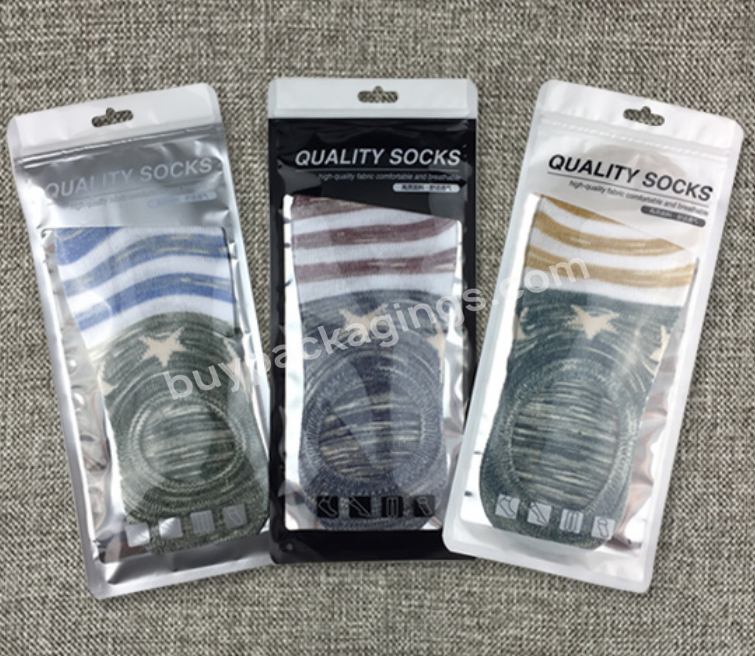 Resealable Clear Plastic Aluminum Foil Clothing Bra Socks Packaging Bag With Zipper