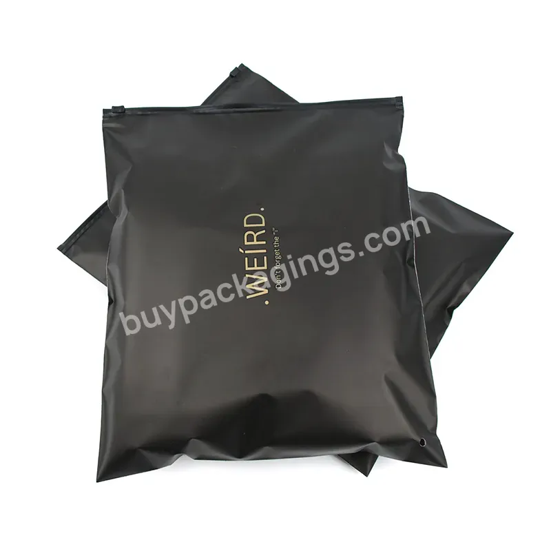 Resealable Custom Seal Zip Plastic Packaging Zipper Sachet Emballage Lingerie Clothing Underwear T Shirt Bags Plastic Black