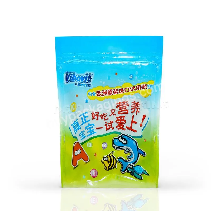 Resealable Plastic Laminated Zipper Bags With Logo Stand Up Mylar Bags For Food Smell Proof Plastic Candy Bag