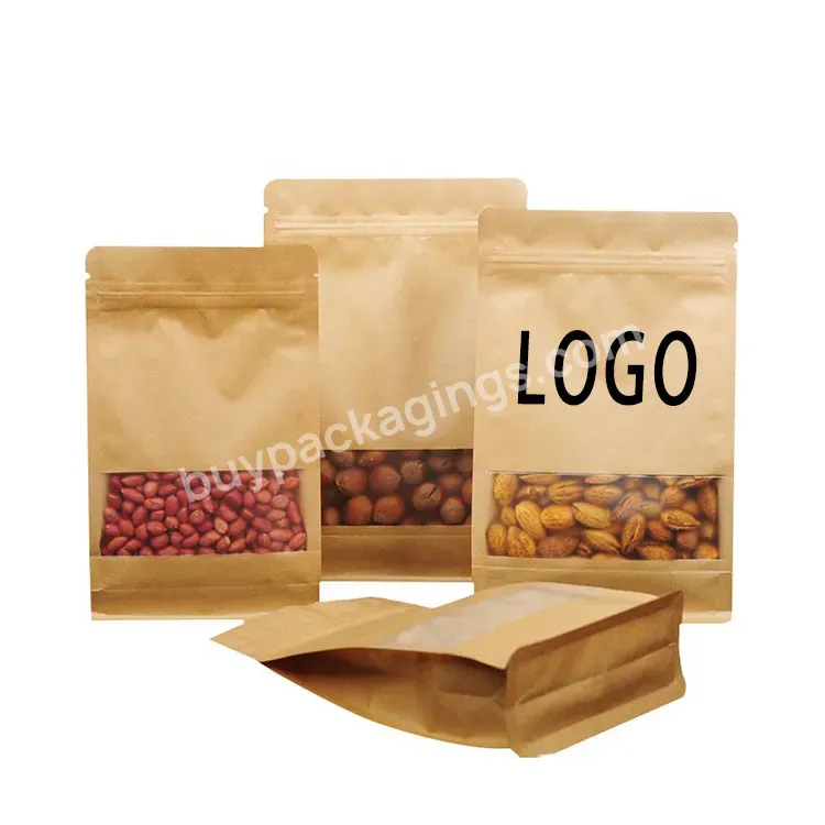 Resealable Stand Up Pouch Hot Sale Stand Up Zip Lock Pouch Custom White Kraft Paper Bag Food Packaging Bag