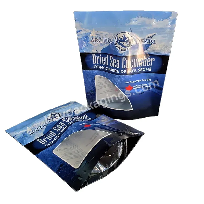 Resealable Stand Up Zipper Bag Plastic Resealable Ziplock Sea Cucumber Sea Slug Packing Seafood Stand Up Pouches Bags