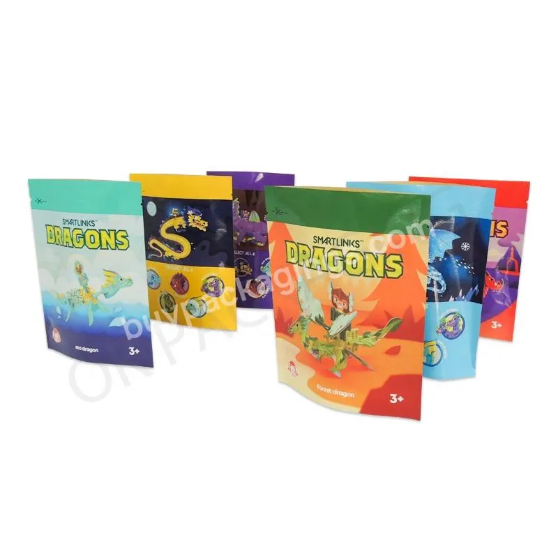 Resealable Zipper Food Packaging Bags Stand Up Pouch Paper Bags With Your Own Logo Toys Paper Candy Bags