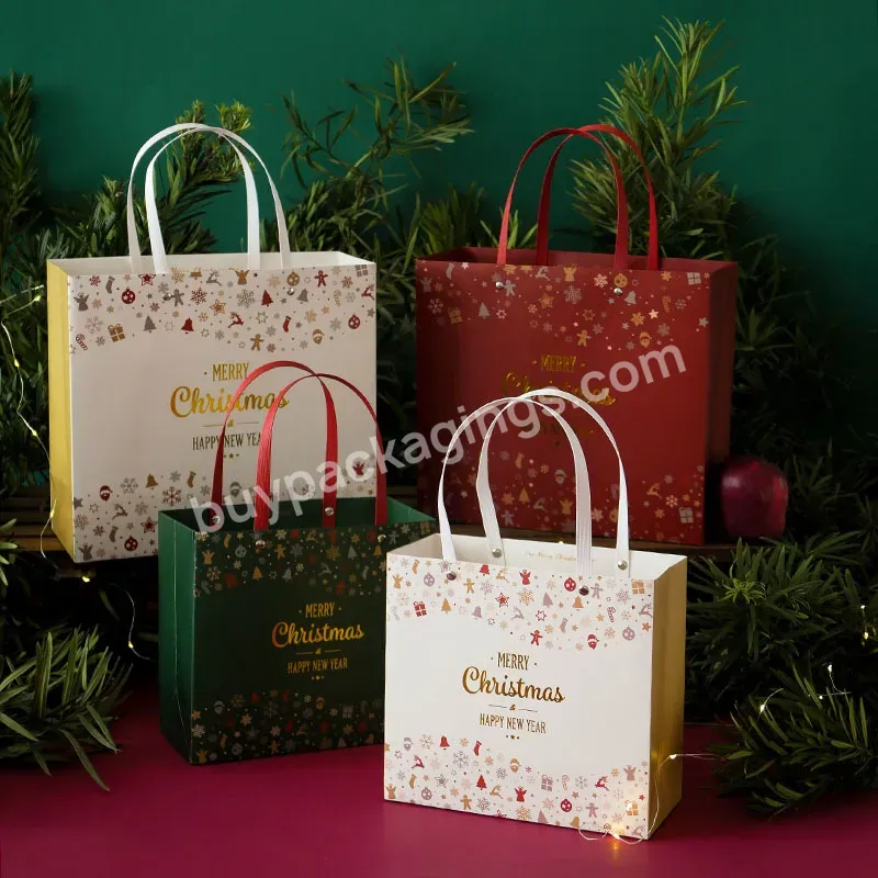 Retro Christmas Day Gift Box Set Folding Gift Portable Paper Bag