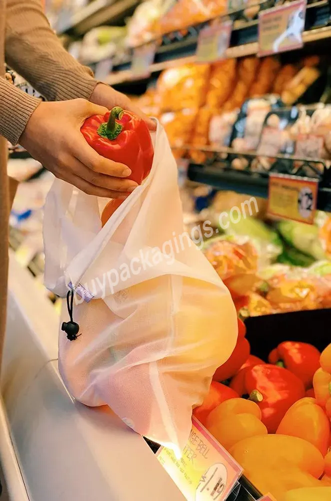 Reusable Barcode Scanable See Through Food Safe Premium See-through Lightweight Produce Mesh Bags For Fruit Vegetable Toys