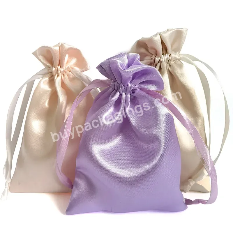 Reusable Custom Logo Satin Gift Promotional Bags Travel Storage Drawstring Packaging Bags Jewelry Bags