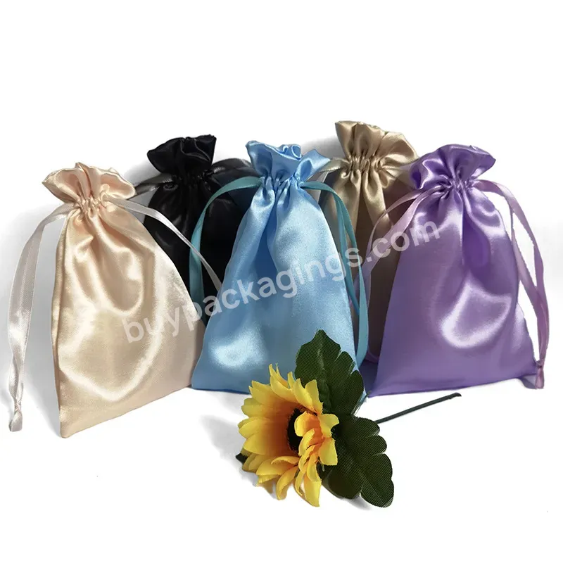 Reusable Custom Logo Satin Gift Promotional Bags Travel Storage Drawstring Packaging Bags Jewelry Bags