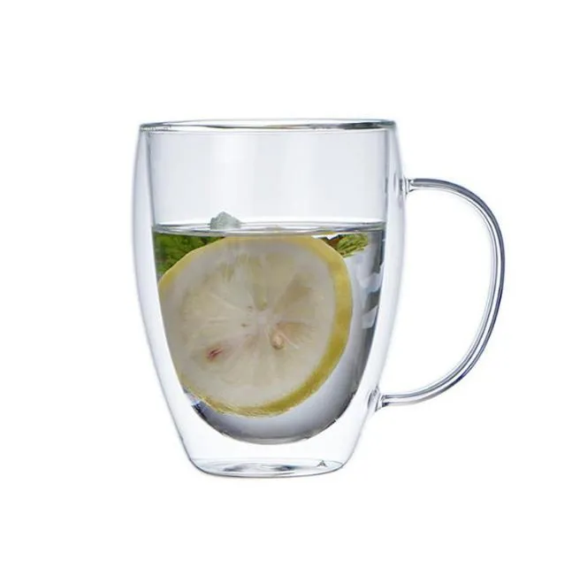 Reusable Double Wall Insulated Clear Glass Coffee Tea Mug With Handle Espresso Mugs Latte Mug Glass Cappuccino Cups