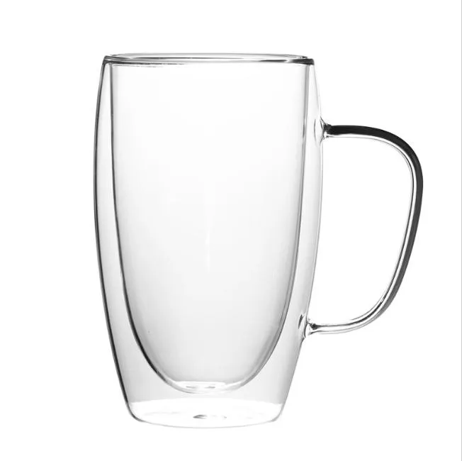 Reusable Double Wall Insulated Clear Glass Coffee Tea Mug With Handle Espresso Mugs Latte Mug Glass Cappuccino Cups