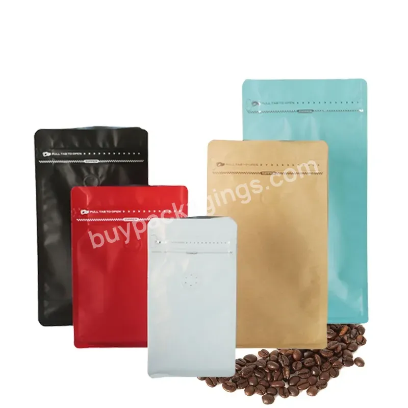 Reusable Food Grade Aluminum Foil Zip Flat Bottom Bag With Valve Customized Smell Proof 340g Coffee Bag