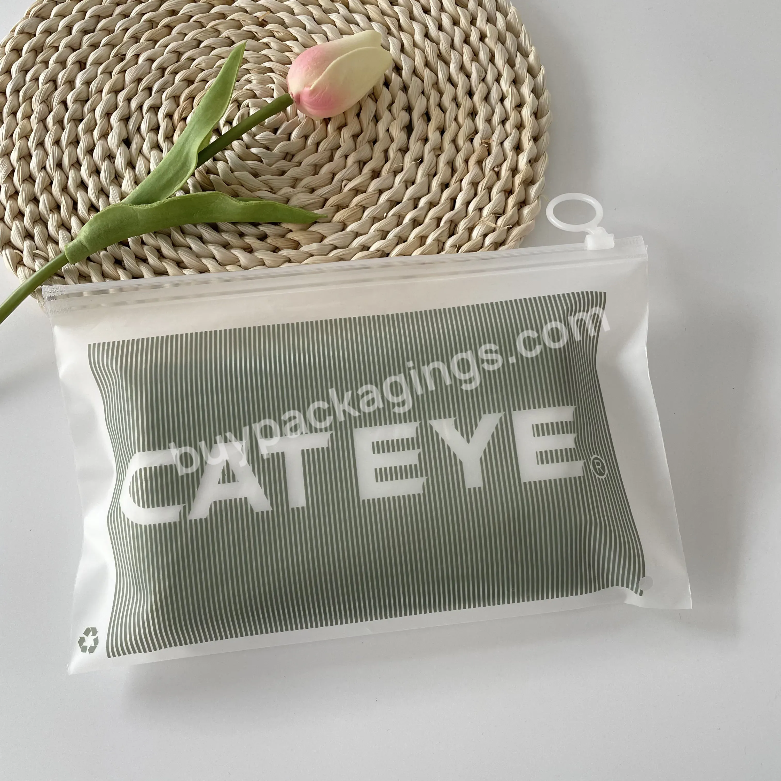 Reusable Frosted Clear Ziplock Packaging Bags Custom Logo Circle Ring Zip Lock Pouch Packaging For Swimwear