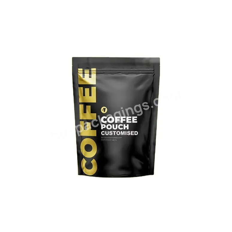 Reusable High Barrier Matte Stand Up Custom Ziplock Pouch Coffee Bean Packaging Bag With Valve Coffee Bag With Zipper 250g 500g