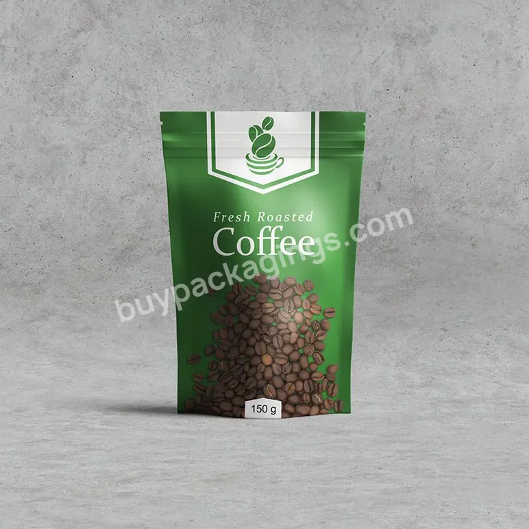 Reusable High Barrier Matte Stand Up Custom Ziplock Pouch Coffee Bean Packaging Bag With Valve Coffee Bag With Zipper 250g 500g