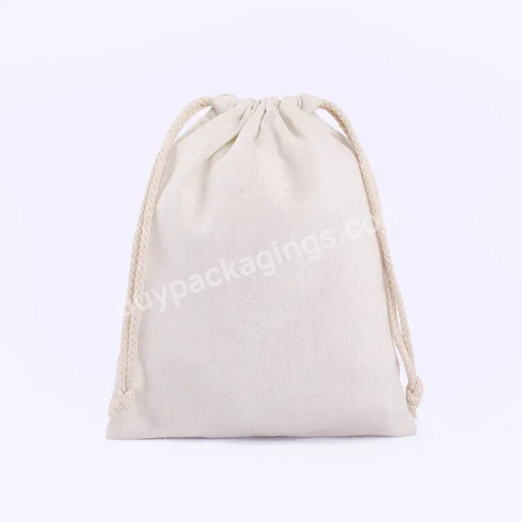 Reusable Natural Drawstring Bag Manufacturer Wholesale Custom Printed Logo Reusable Eco-friendly Gift Cotton Drawstring Bag