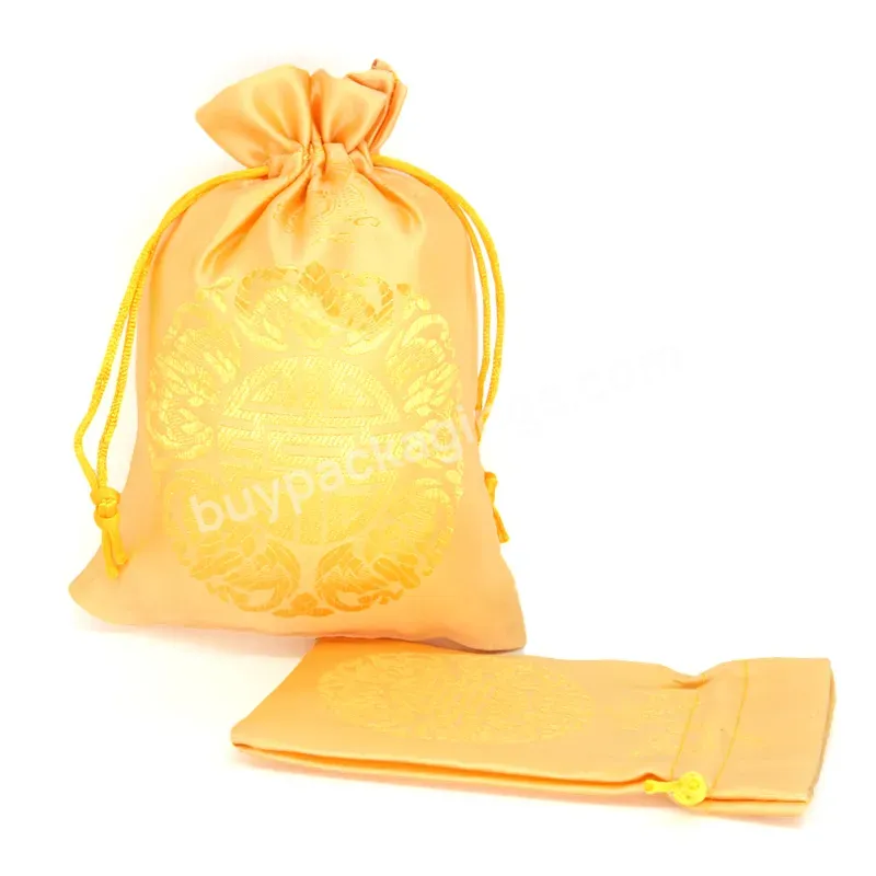 Reusable Natural Eco Friendly Gold Jewelry Bag Brocade Bag Brocade Soft Fabric Retro Style Candy Bunches Storage Drawstring Ba