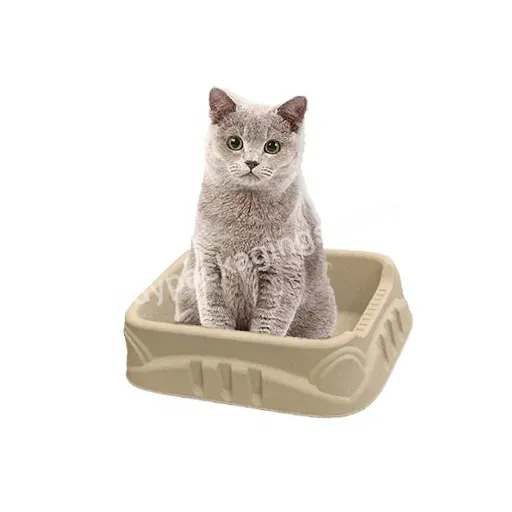 Reusable Paper Pulp Cat Litter Tray Box Economy Carrier Molded Pulp Pet Litter Pan