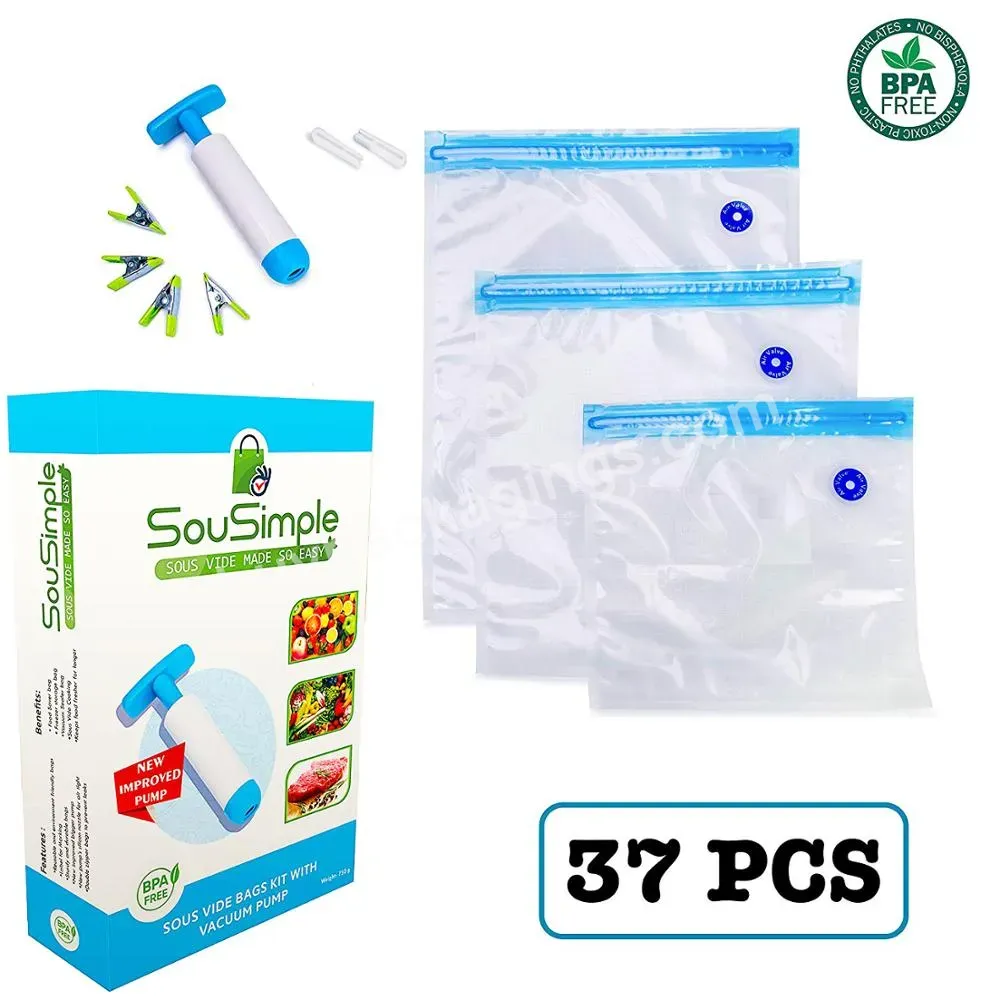 Reusable Vacuum Sealer Bags With Bpa Free Sous Vide Bags For Food Storage Commercial Grade Plastic Bags Set - Buy Reusable Food Storage Bags,Sous Vide Bags,Reusable Food Vacuum Sealed Food Storage Bags.
