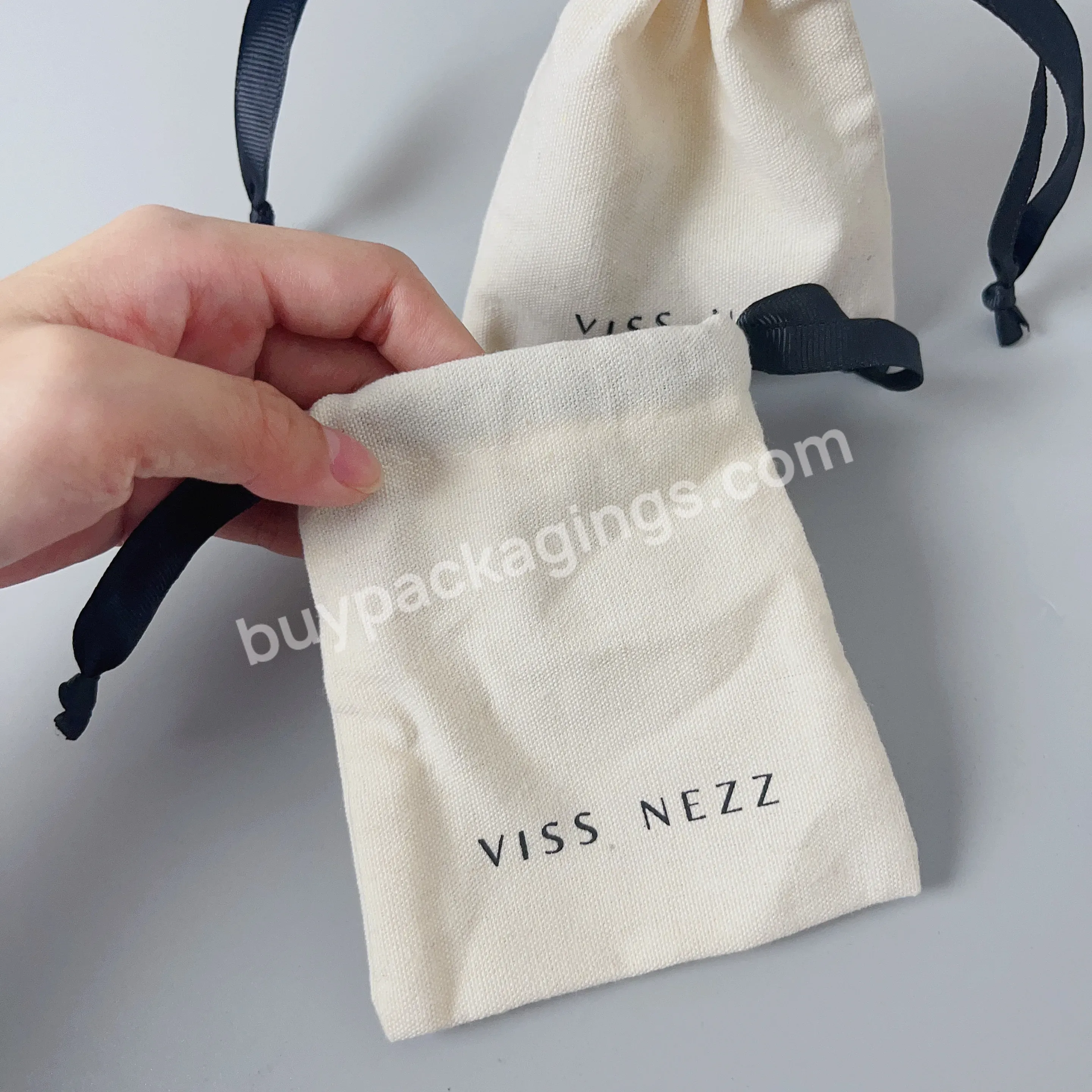 Reused Recyclable Cotton Bags With Logo Drawstring Bags For Wigs With Box With Custom Logo