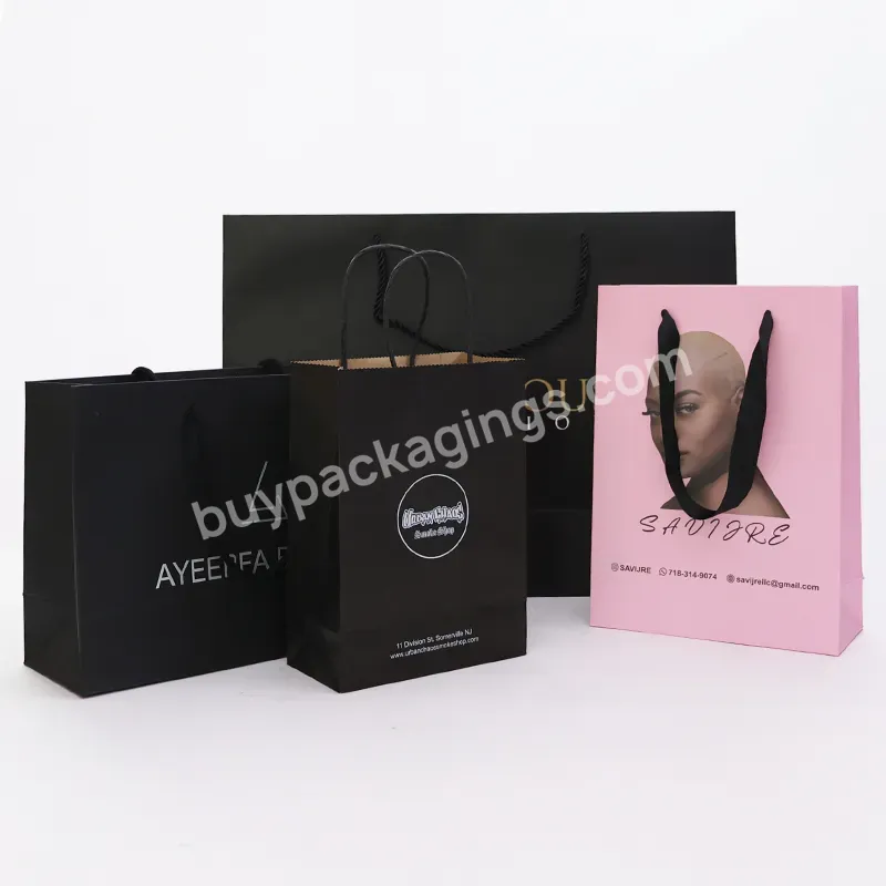 Reused Recyclable Luxury Boutique Thank You Gift Shopping Paper Bags For Clothing Packaging