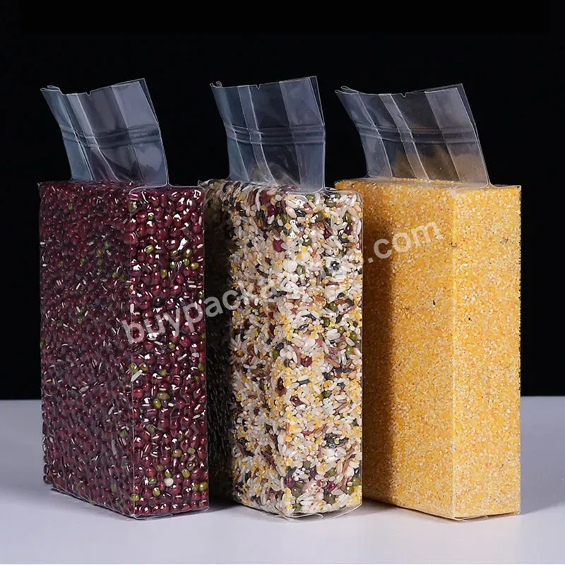 Rice Brick Bag Back Seal Bag Side Gusset Transparent Vacuum Pouch For Food