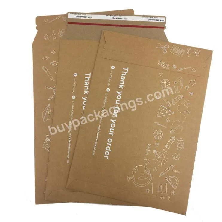 Rigid custom brown kraft paper stay flat mailer cardboard envelopes