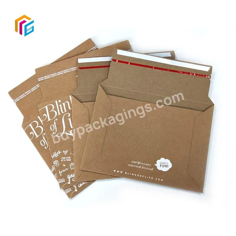 Rigid Mailers Customized Stay Flat Cardboard Kraft Shipping Envelopes for Documents Comic Books Magazine