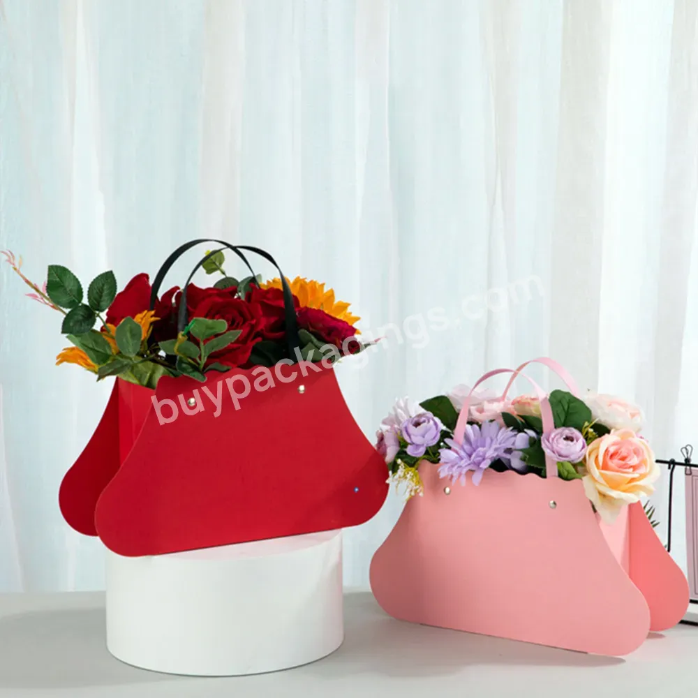 Romantic Packing Paper Box Portable Flowers Boxes For Women Gift Basket Bags Flower Handbag Wrapping Paper