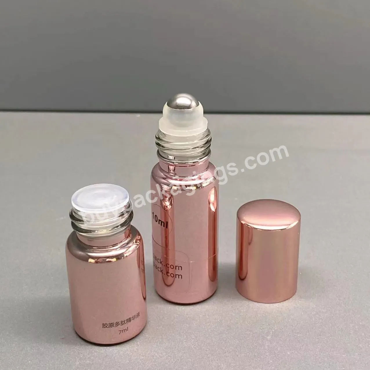 Rose Gold Glass Vials Glass Roller Tube Bottle With Screw Cap For Essential Oil Perfume Bottle 5/10ml - Buy Glass Vials,Glass Roller Tube,Rose Gold Glass Tube.