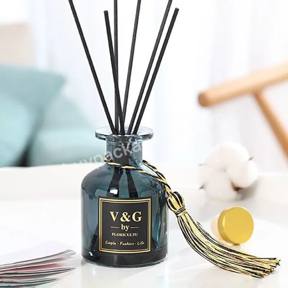 Round 100ml Black And Black Color Reed Diffuser Glass Bottle Aromatherapy Bottle