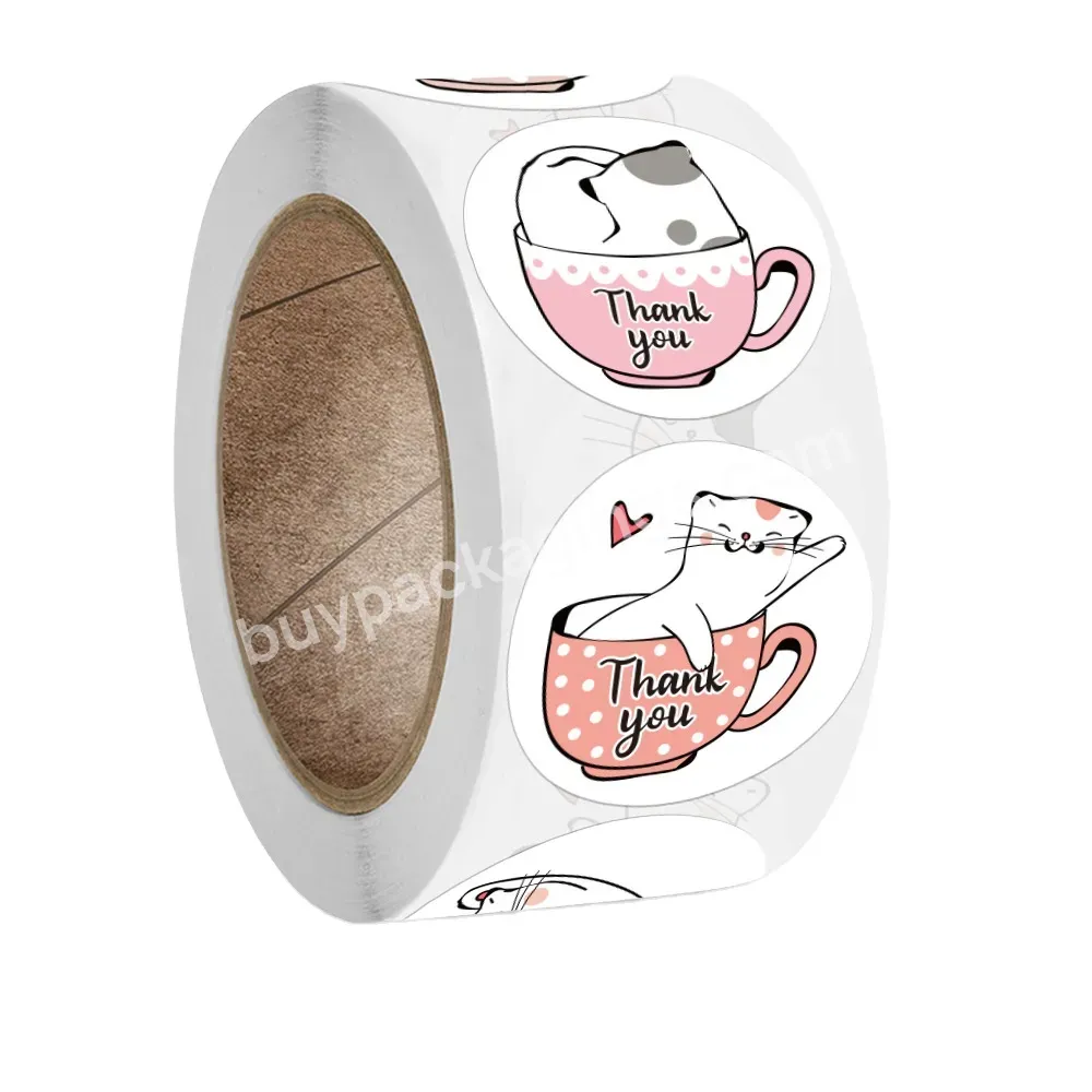 Round 6 Design 1 Inch Cartoon Animal Thank You Gift Label Sticker Cards Envelopes Seal