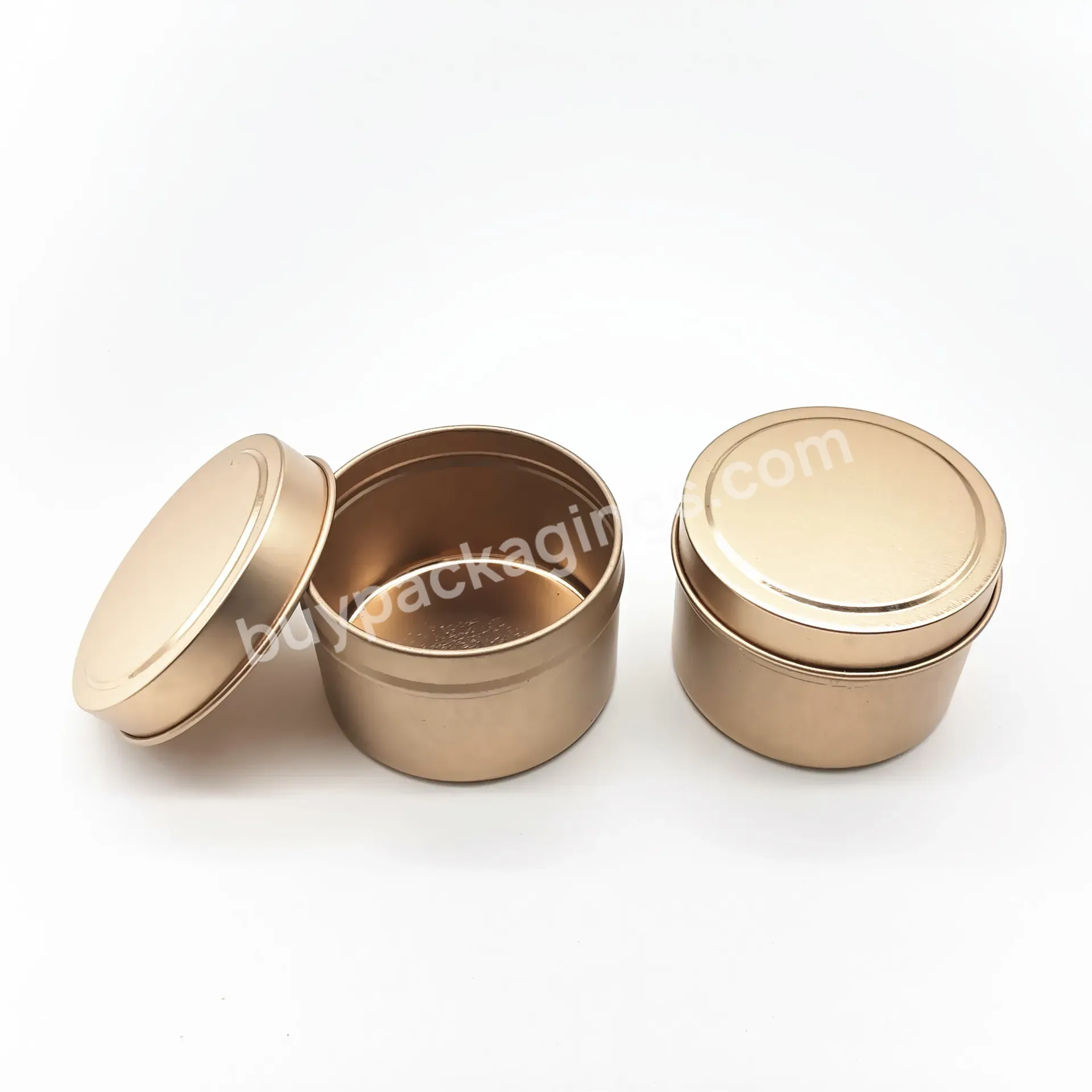 Round Candy Gift Box Metal Storage Container Empty Candle Tin Can Wholesale Tin Can 2oz 4oz 6oz 8oz Rose Gold Black