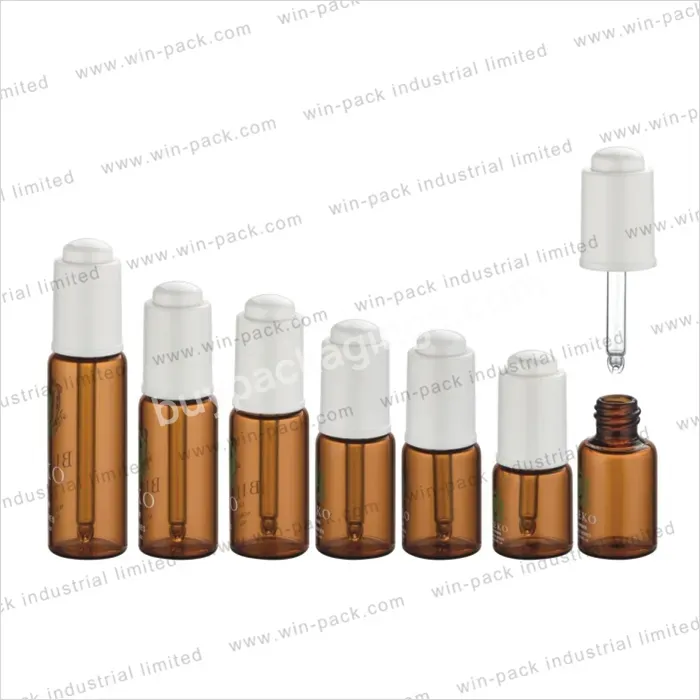 Round Cosmetic Empty Glass Bottles With Dropper Lid