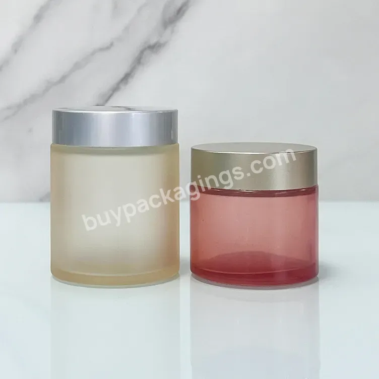 Round Cream Container Jars High Quality Frosted Orange Transparent Glass Free Samples Cosmetic Jar 5g 10g 15g 20g 30g 50g 100g