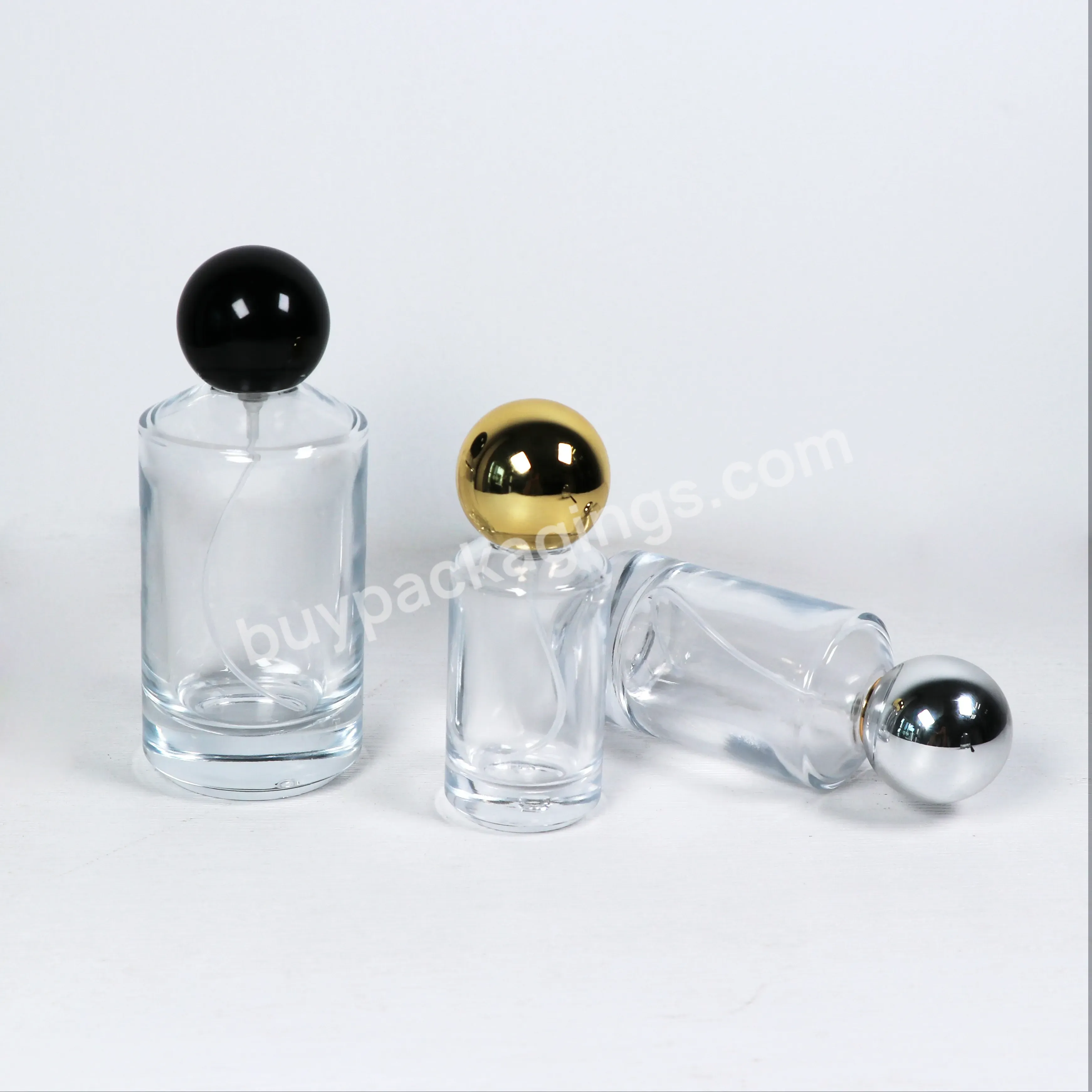 Round Empty Clear Glass Perfume Bottle 30ml 50ml 100ml Perfume Spray Glass Bottles With Cap