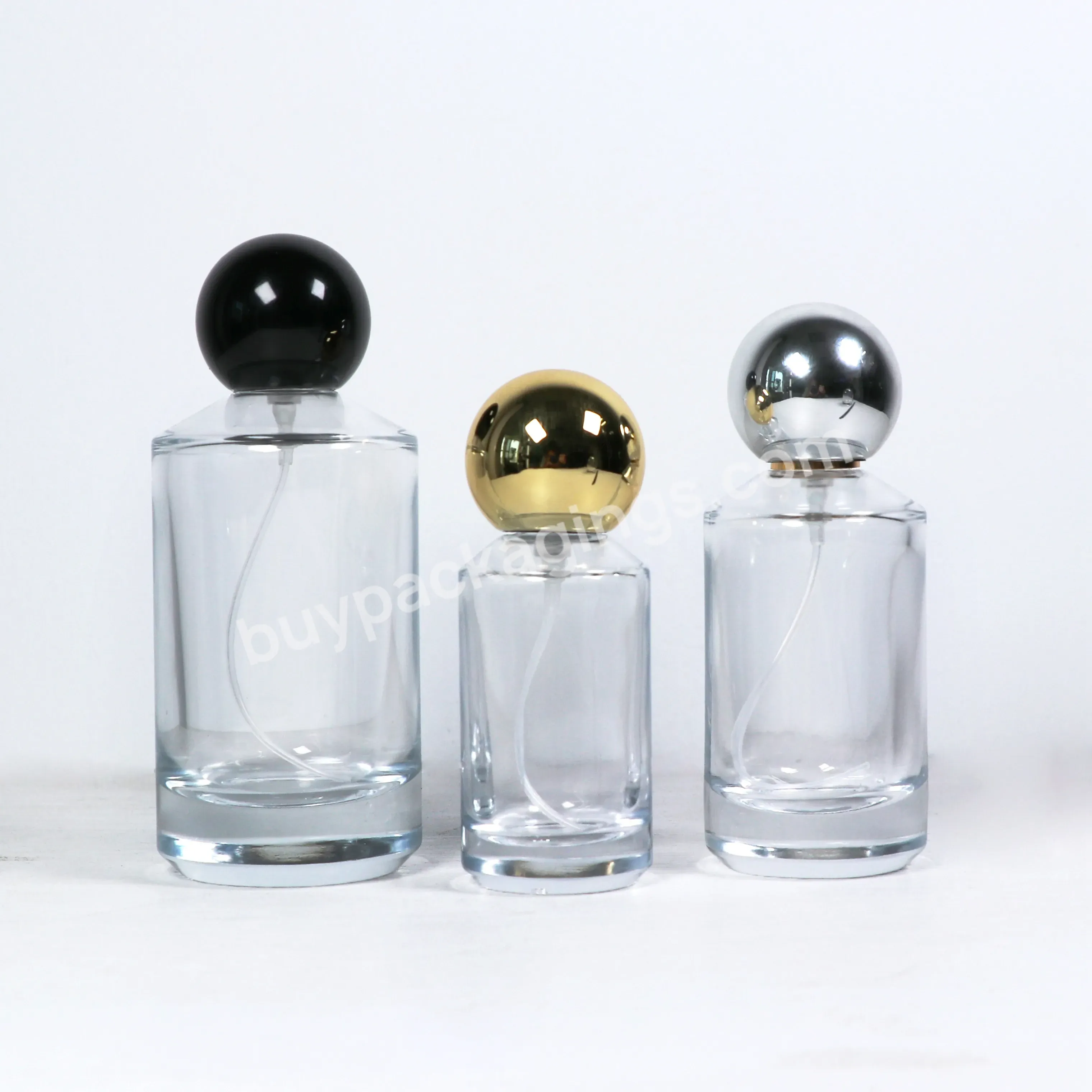 Round Empty Clear Glass Perfume Bottle 30ml 50ml 100ml Perfume Spray Glass Bottles With Cap