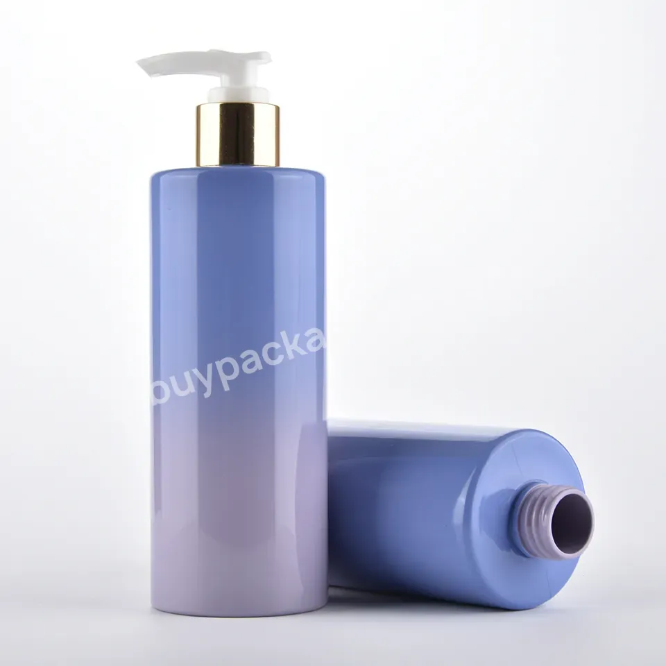 Round Flat Shoulder Lotion Pump Bottle Recyclable Plastic Cosmetic Bottle Packaging 200ml/300ml Shampoo And Shower Gel Bottle