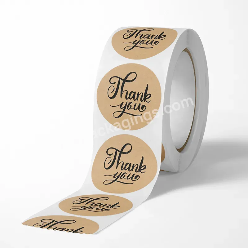 Round Kraft Thank You Roll Label Thankyou Sticker For Supporting Small Business