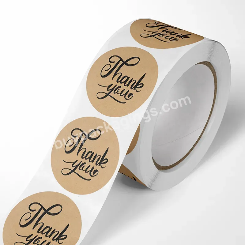 Round Kraft Thank You Roll Label Thankyou Sticker For Supporting Small Business