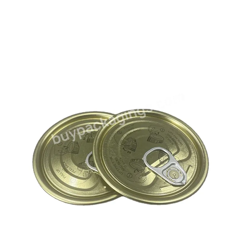 Round Lid With Pull Ring Tin Easy Open End 75mm 300 Tinplate Coating Easy Open Door For Fish Meat Can Lid